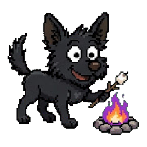 Korduroy toasting a marshmallow